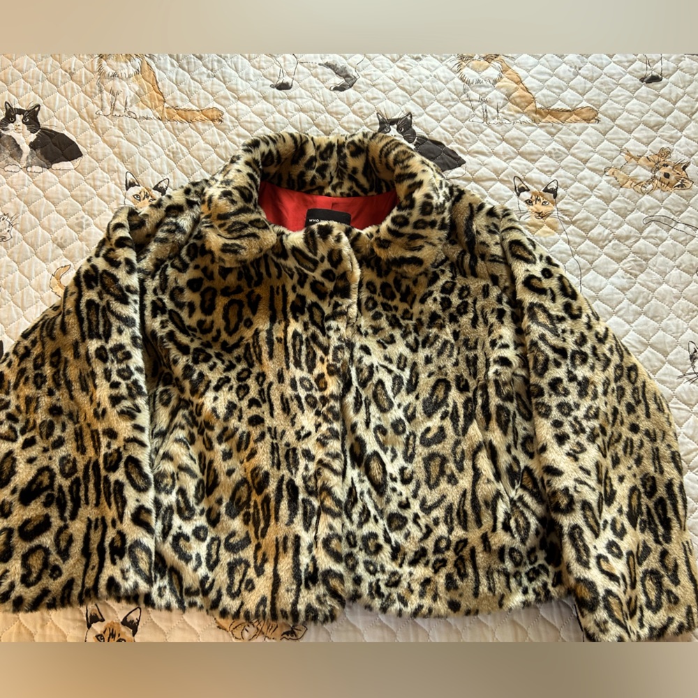Who What Wear Leopard fur coat